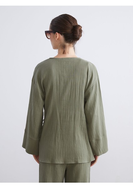 Yeni Sezon Kruvaze Yaka Dokulu Müslin Kadın Kimono fırsatları