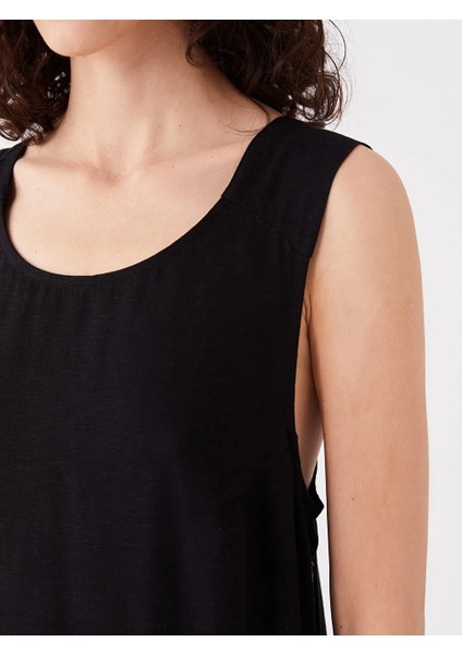 Lcw Vision U Yaka Düz Keten Karışımlı Elbise fırsatları