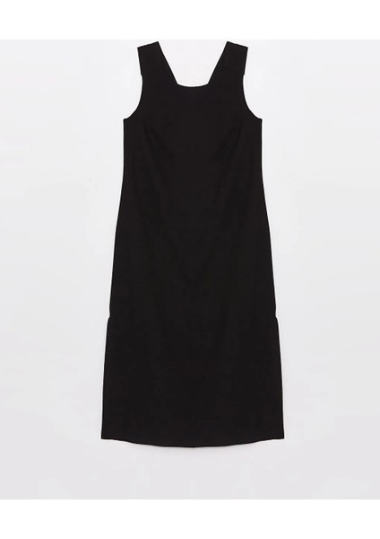 Lcw Vision U Yaka Düz Keten Karışımlı Elbise