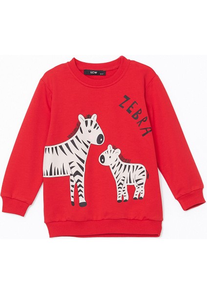 Yeni Sezon Bisiklet Yaka Baskılı Kız Çocuk Sweatshirt