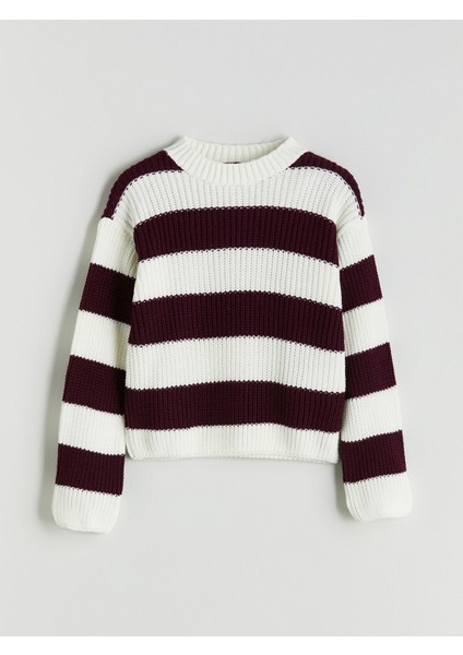 Yeni Sezon Bisiklet Yaka Çizgili Kız Çocuk Kazak