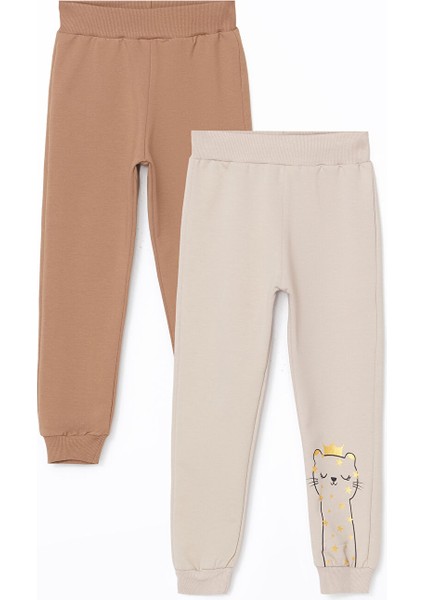 Yeni Sezon Beli Lastikli Kalın Kız Bebek Eşofman Alt 2'li