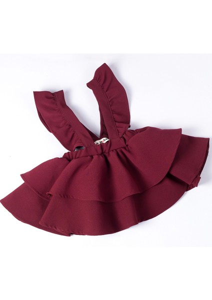 Bordo Uzun Kollu Askılı Etek Bluz Takım - Nessa