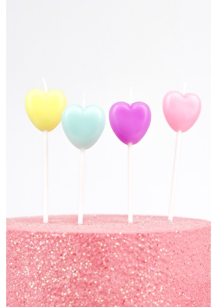 Çok Renkli 4'lü Kalp Mum indirimleri