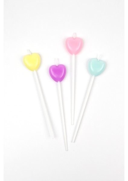 Çok Renkli 4'lü Kalp Mum