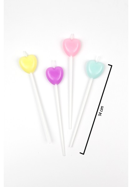 Çok Renkli 4'lü Kalp Mum
