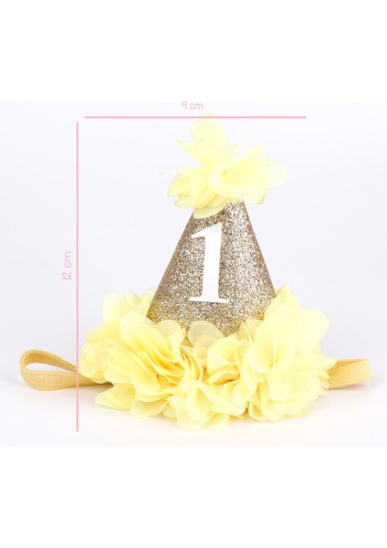 Sarı 1 Yaş Huni Doğum Günü Tacı