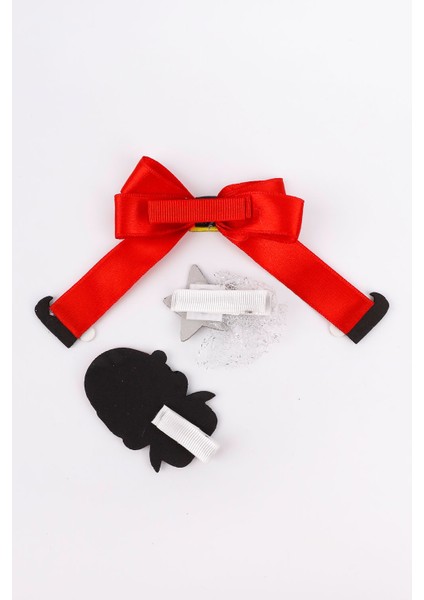 Kırmızı Penguen Figürlü 3'lü Klips Toka Set