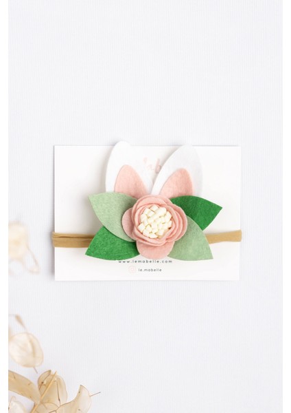 Pudra Keçe Çiçekli Tavşan Kulak Bebek Saç Bandı fiyatları