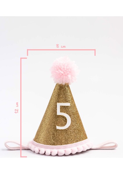 Pembe 5 Yaş Ponponlu Huni Doğum Günü Tacı fırsatları