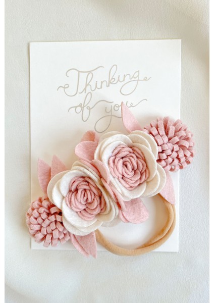 Pudra Sıralı Çiçek Keçe Saç Bandı modelleri