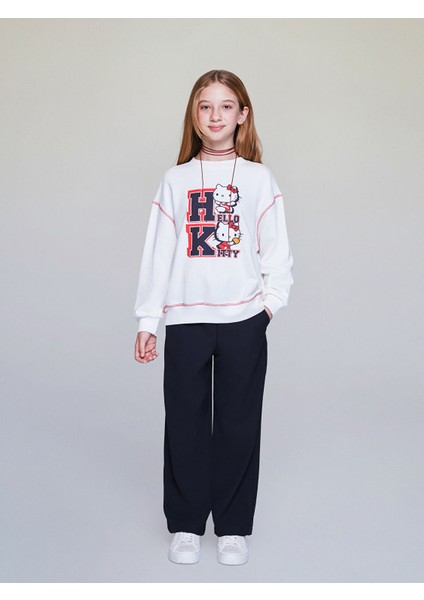 Yeni Sezon Bisiklet Yaka Hello Kitty Baskılı Kız Çocuk Sweatshirt fiyatları