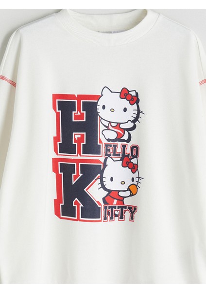 Yeni Sezon Bisiklet Yaka Hello Kitty Baskılı Kız Çocuk Sweatshirt fırsatları