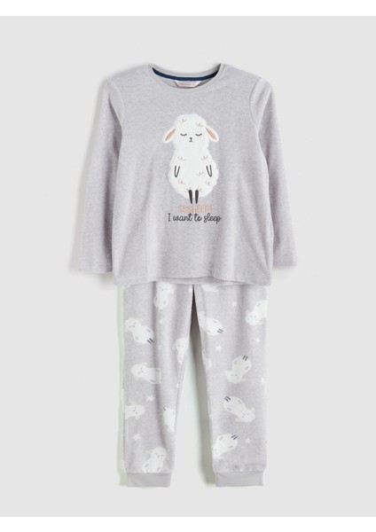 Yeni Sezon Bisiklet Yaka Nakışlı Polar Kadın Pijama Takımı indirimleri