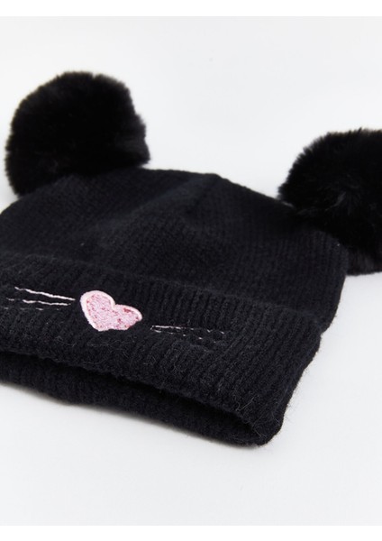 Yeni Sezon Nakışlı Pelüş Ponponlu Kız Çocuk Bere modelleri