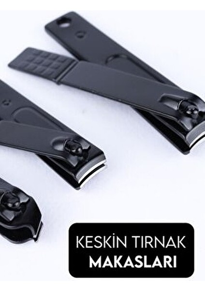 Siyah Deri Çantalı 17 Parça Manikür Seti Paslanmaz Çelik Aletlerle Taşınabilir indirimleri