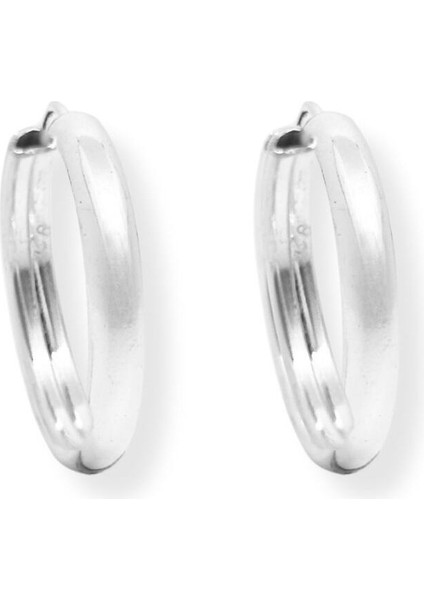 Oval Hatlı Yuvarlak Gümüş Halka Küpe – 925 Ayar, 2X2CM-3MM Kalınlık