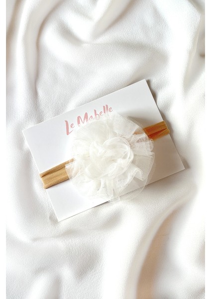 Ekru Tül Çiçek Kız Çocuk Saç Bandı fiyatları