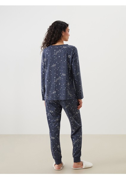 Yeni Sezon Bağlamalı Yaka Baskılı Kadın Pijama Takımı indirimleri