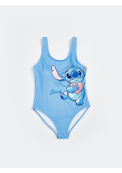 Yeni Sezon Stitch Baskılı Kız Çocuk Mayo