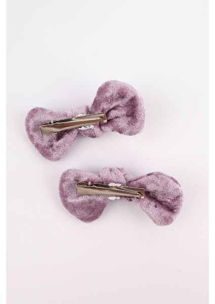 Lila 2'li Kadife Kız Çocuk Klips Toka