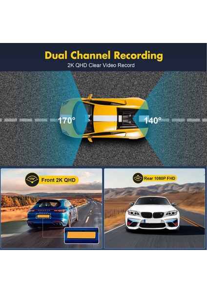 Wıfı 4K Araba Kamera Kayıt Cihazı Gece Görüş Çift Lens App Kamera Araç Güvenlik Sürüş Video Kaydedici indirimleri