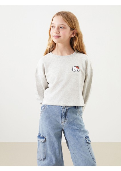 Yeni Sezon Bisiklet Yaka Hello Kitty Baskılı Kız Çocuk Sweatshirt fiyatları