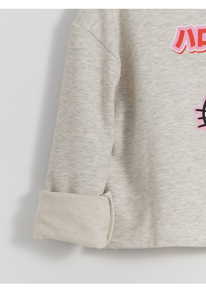Yeni Sezon Bisiklet Yaka Hello Kitty Baskılı Kız Çocuk Sweatshirt indirimleri