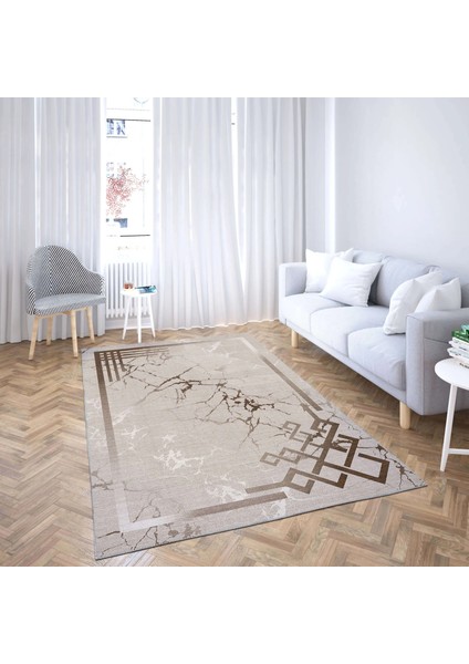 Masana Modern Bej Polyester ve Pamuklu Yıkanabilir Kaydırmaz Taban Dijital Baskı Halı fiyatları