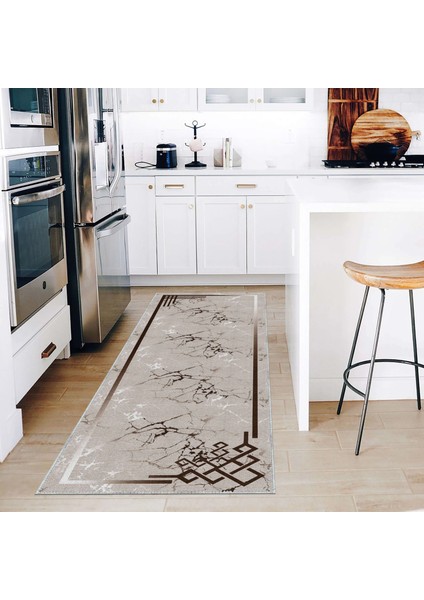 Masana Modern Bej Polyester ve Pamuklu Yıkanabilir Kaydırmaz Taban Dijital Baskı Halı fırsatları