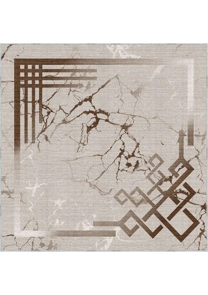 Masana Modern Bej Polyester ve Pamuklu Yıkanabilir Kaydırmaz Taban Dijital Baskı Halı indirimleri