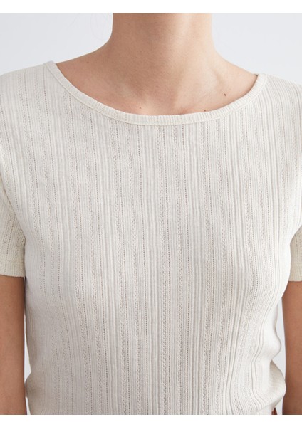 Yeni Sezon Bisiklet Yaka Dokulu Kadın Tişört modelleri