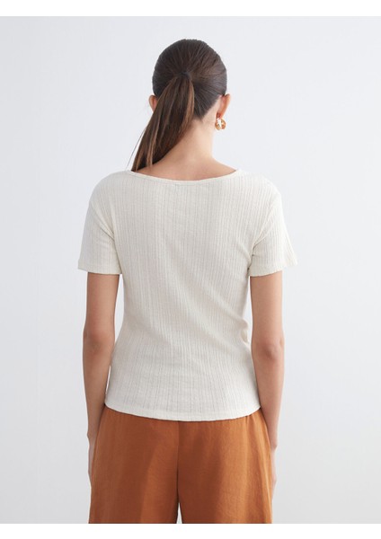 Yeni Sezon Bisiklet Yaka Dokulu Kadın Tişört fırsatları