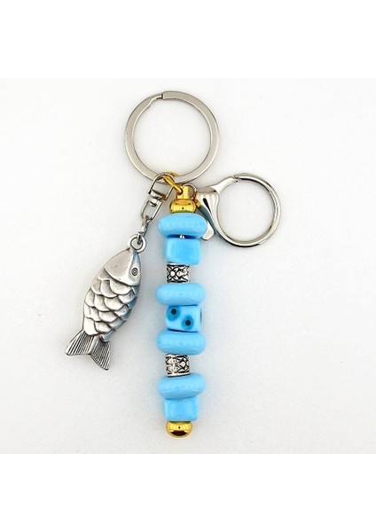 Orjinal Murano Cam Nazar Boncuklu Çanta Süsü Balık Charm Anahtarlık KY060 fırsatları