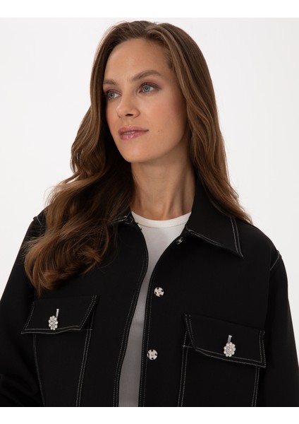 Kadın Siyah Crop Top Ceket 50310060-VR046 fiyatları