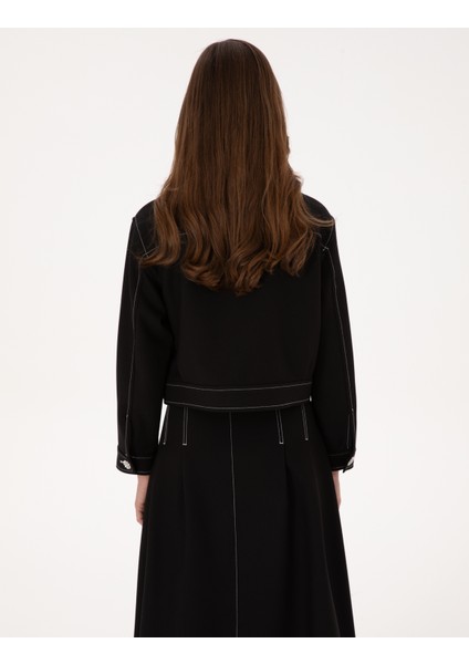 Kadın Siyah Crop Top Ceket 50310060-VR046 indirimleri