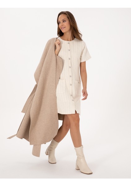 Kadın Ekru Regular Fit Dokuma Elbise 50318252-VR019