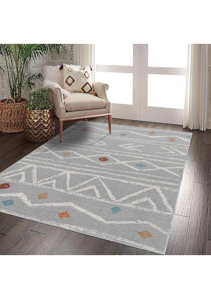 Sarria Geometrik Gri Polyester ve Pamuklu Yıkanabilir Kaydırmaz Taban Dijital Baskı Halı fiyatları