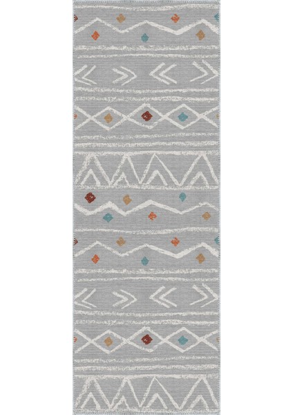 Sarria Geometrik Gri Polyester ve Pamuklu Yıkanabilir Kaydırmaz Taban Dijital Baskı Halı modelleri