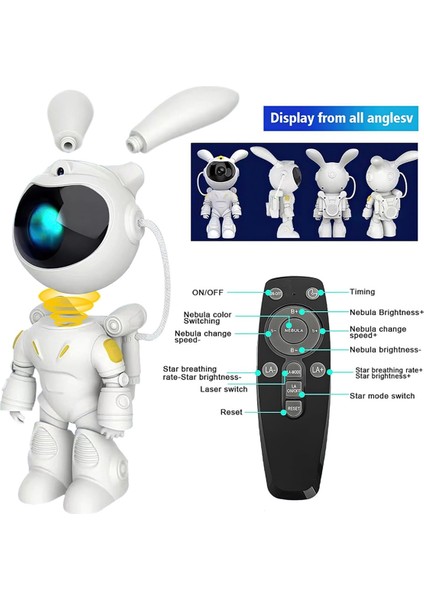Yıldız Projektör, Komik Tavşan Astronot Galaxy Lights Projektör Yatak Odası, Çocuklar Için, Oda Dekoru, Parti, Oyun Odası, Hediye (Yurt Dışından) fiyatları