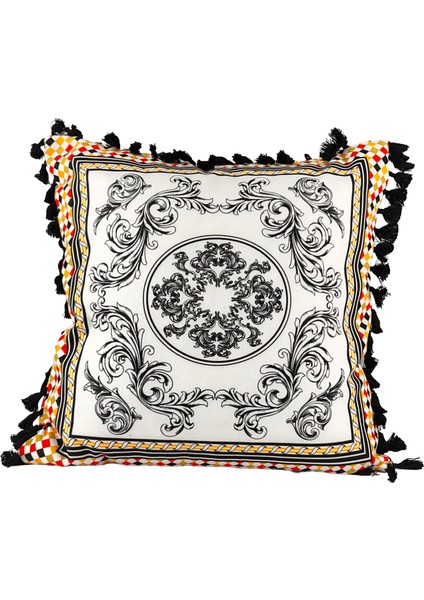 Barocco Harlequin Firenze Desenli Dekoratif Kırlent Kılıfı 42X42 cm – Çift Taraflı Gizli Fermuarlı