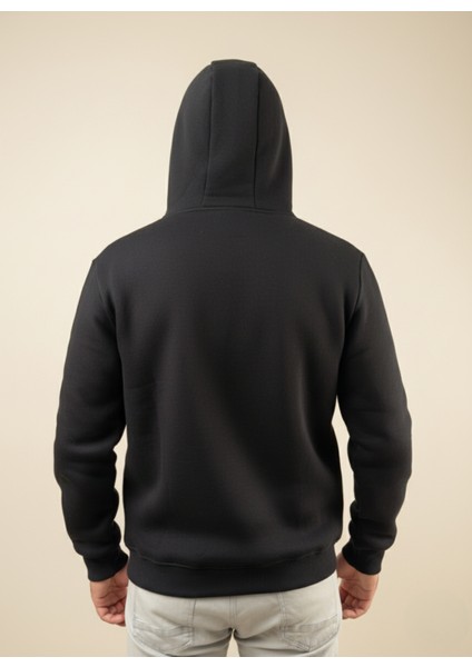 Erkek Oversize Baskılı Kapüşonlu Pamuklu Sweatshirt, 3 Iplik Içi Polarlı Şardonlu Kalın Kışlık Sweat fiyatları