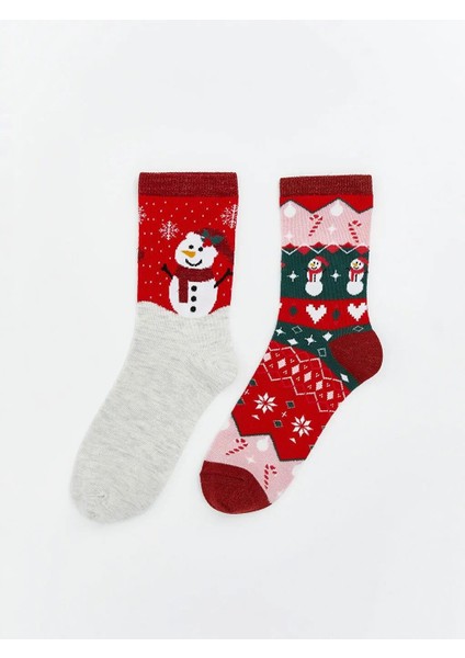 Yılbaşı Temalı Kadın Soket Çorap 2'li (W5)