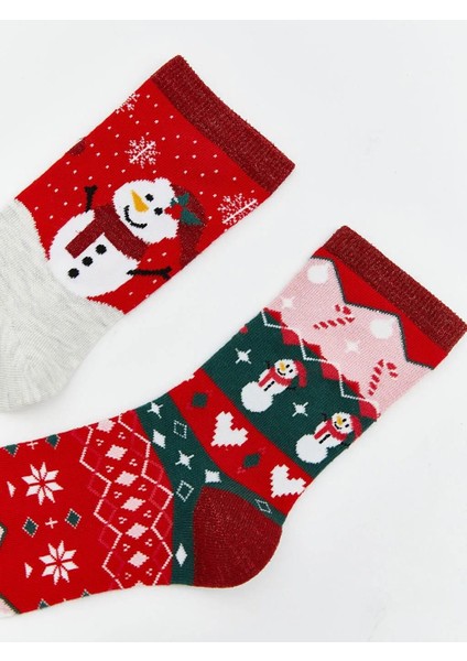 Yılbaşı Temalı Kadın Soket Çorap 2'li (W5) modelleri
