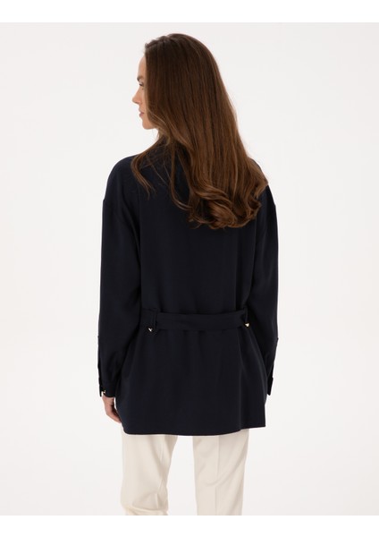 Kadın Lacivert Oversize Uzun Kollu Gömlek 50314120-VR033 indirimleri