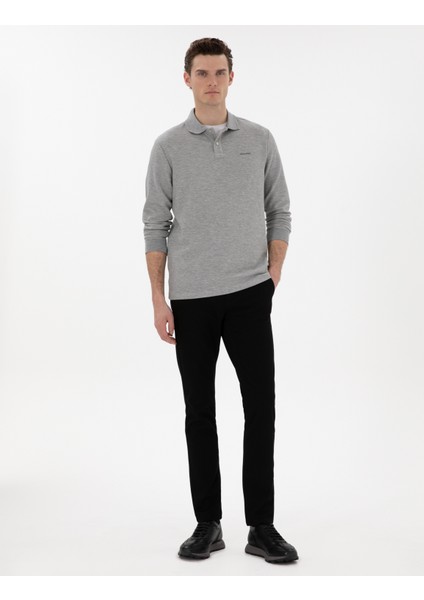Erkek Siyah Slim Fit Kanvas Pantolon 50311631-VR046