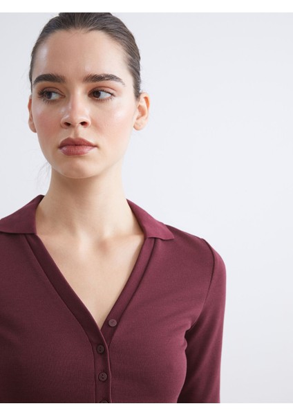 Yeni Sezon Polo Yaka Fitilli Kadın Tişört modelleri