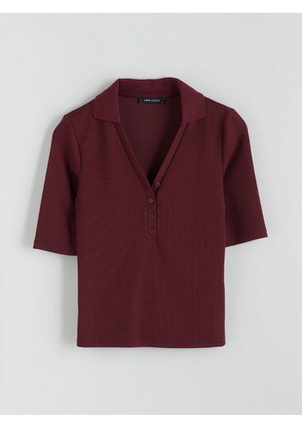 Yeni Sezon Polo Yaka Fitilli Kadın Tişört indirimleri