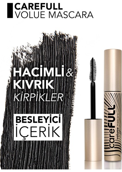 Carefull Volume Besleyici Etkili Yoğun Hacim Veren Siyah Maskara (000 Black) 8682536084093 fırsatları