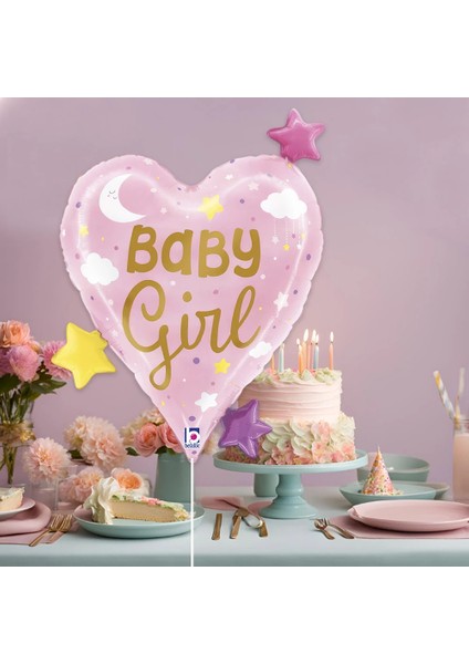 Baby Girl Heart Stars Supertrend Folyo Balon 25"